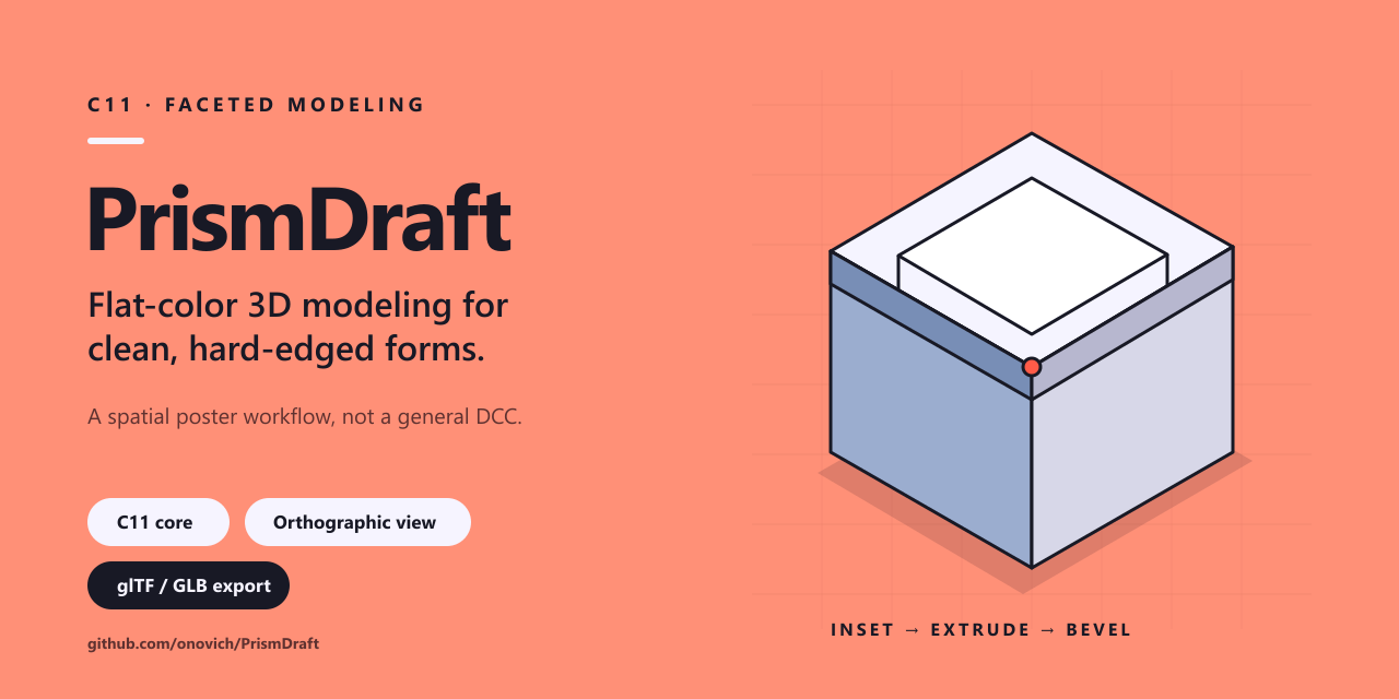 PrismDraft repository cover with a faceted 3D form